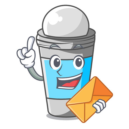 With envelope roll on deodorant in cartoon bottle vector illustrationのイラスト素材