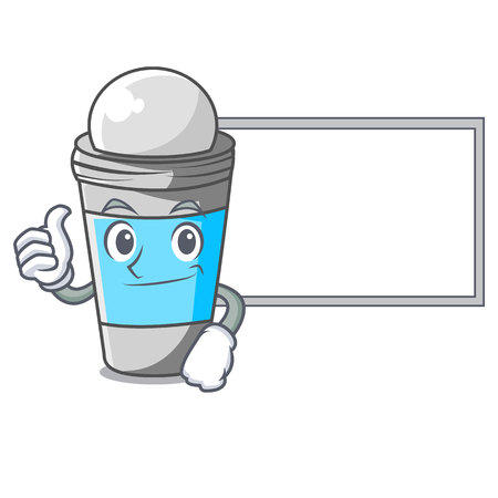 Thumbs up with board roll on deodorant above the mascot vector illustrationのイラスト素材