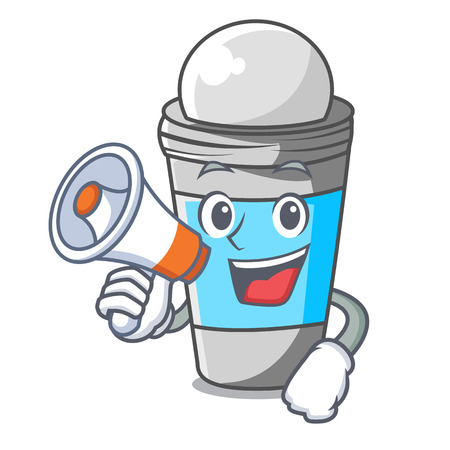 With megaphone roll on deodorant above the mascot vector illustrationのイラスト素材