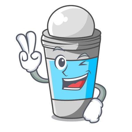 Two finger roll on deodorant in cartoon bottle vector illustrationのイラスト素材