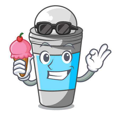 With ice cream roll on deodorant in cartoon bottle vector illustrationのイラスト素材