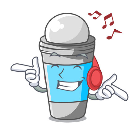 Listening music deodorant rolls on in character bags vector illustrationのイラスト素材
