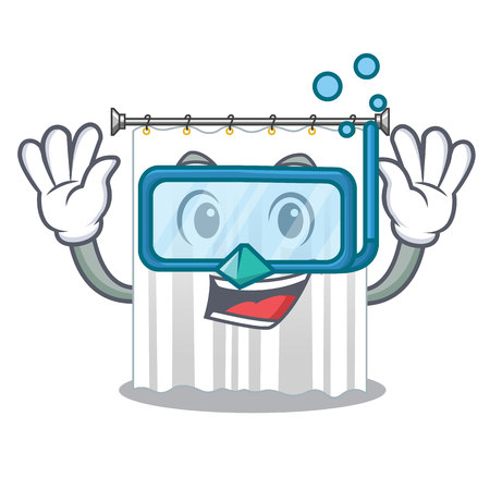 Diving shower curtains in the character bathrooms vector illustrationのイラスト素材