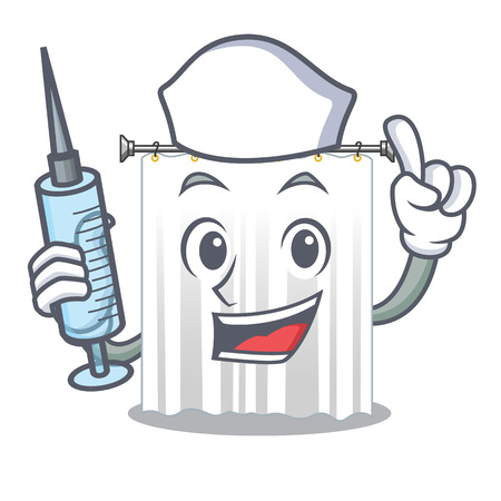 Nurse shower curtains in the character bathrooms vector illustrationのイラスト素材