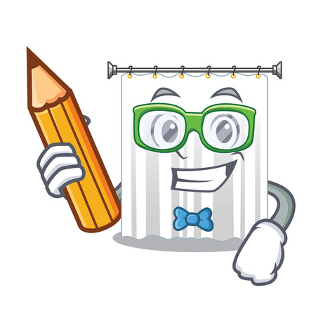 Student shower curtains in the character bathrooms vector illustrationのイラスト素材