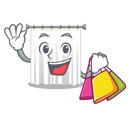 Shopping shower curtains in the character bathrooms vector illustrationのイラスト素材