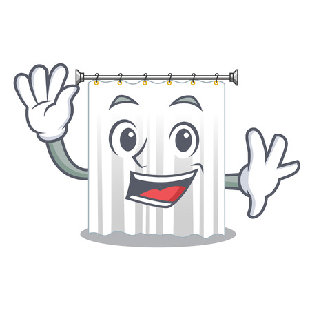 Waving shower curtains in the character bathrooms vector illustrationのイラスト素材