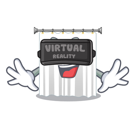Virtual reality cartoon shower curtains are very pretty vector illustrationのイラスト素材