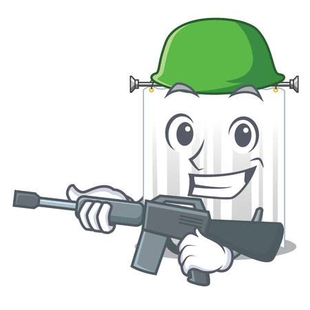 Army shower cortains in shape of mascot vector illustrationのイラスト素材