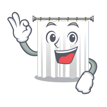 Okay shower curtains in the character bathrooms vector illustrationのイラスト素材