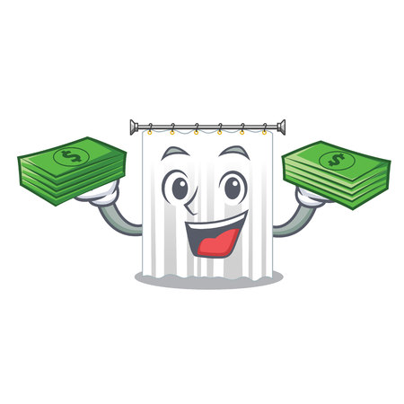 With money bag cartoon shower curtains are very pretty vector illustrationのイラスト素材