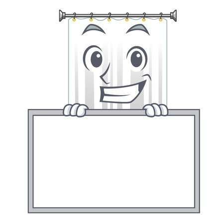 Grinning with board shower cortains in shape of mascot vector illustrationのイラスト素材