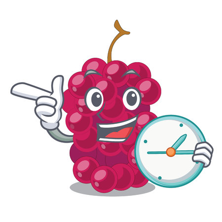 With clock mulberry in the character fruit basket vector illustrationのイラスト素材