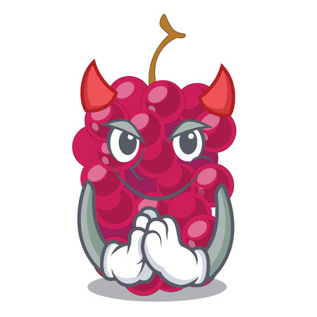 Devil mulbery fruit slices above mascot bowl vector illustrationのイラスト素材