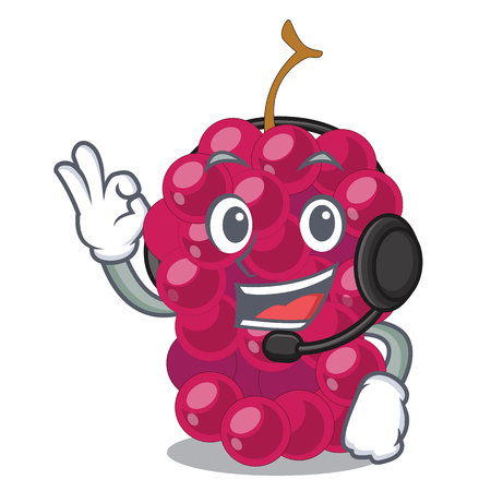 With headphone mulbery fruit isolated with the cartoons vector illustrationのイラスト素材
