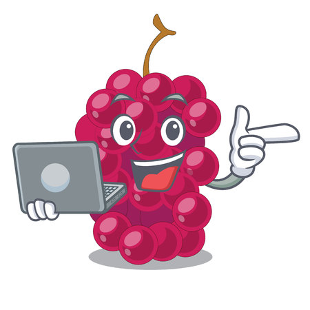 With laptop mulberry fruit on a cartoon table vector illustrationのイラスト素材