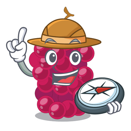 Explorer mulbery fruit slices above mascot bowl vector illustrationのイラスト素材