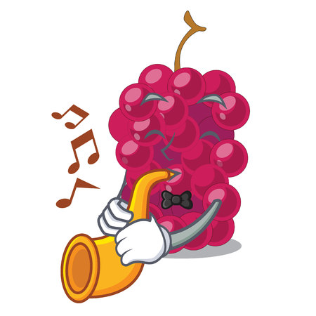 With trumpet mulbery fruit slices above mascot bowl vector illustrationのイラスト素材