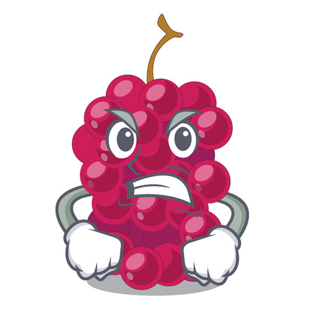 Angry mulbery fruit slices above mascot bowl vector illustrationのイラスト素材