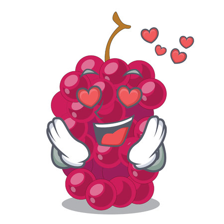In love mulbery fruit slices above mascot bowl vector illustrationのイラスト素材