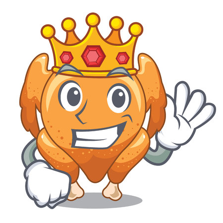 King cartoon roast chicken ready to eat vector illustrationのイラスト素材