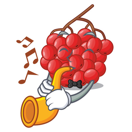 With trumpet rowan slices fruit cartoon berries shape vector illustrationのイラスト素材