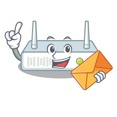 With envelope router is installed in cartoon wallのイラスト素材