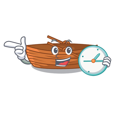 With clock wooden boats isolated with the cartoons illustration vectorのイラスト素材