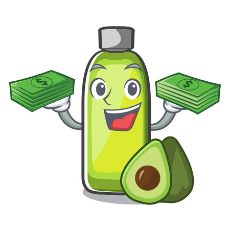 With money bag avocado oil in the bottol cartoonsのイラスト素材