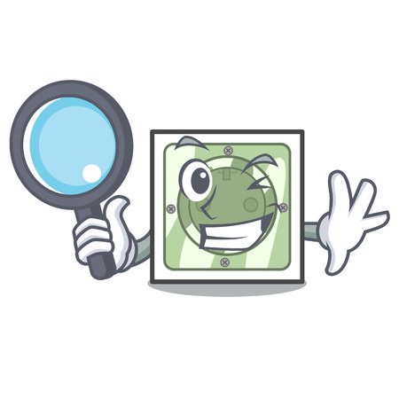 Detective power socket attached the mascot wallのイラスト素材