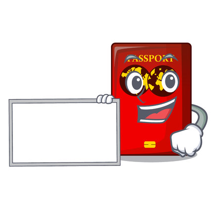 With board red passport in the character shapeのイラスト素材