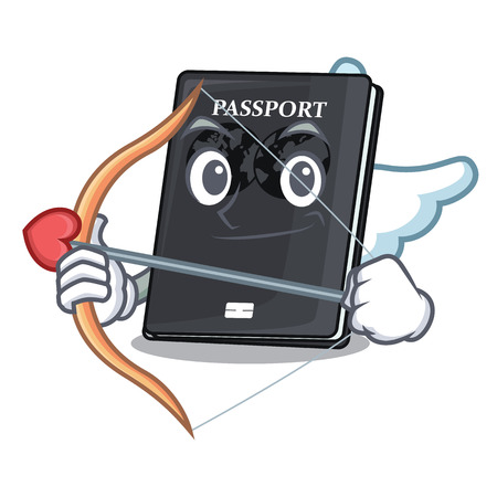 Cupid black passport in a cartoon bag vector illustrationのイラスト素材
