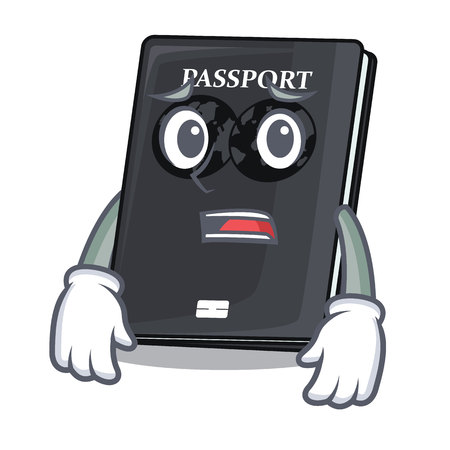 Afraid black passport on the mascot table vector illustrationのイラスト素材