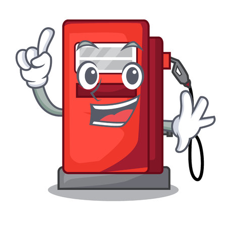 Finger gasoline pump front the cartoon house vector illustrationのイラスト素材