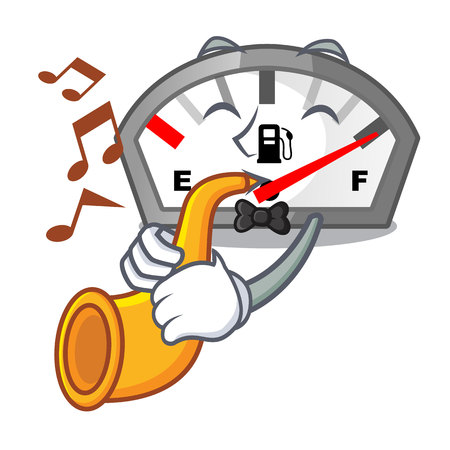 With trumpet cartoon gasoline indicator sticks to motorbikeのイラスト素材