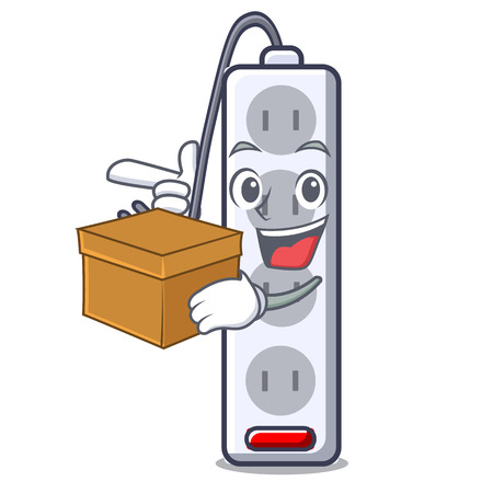 With box power strip attaches the cartoon table vector illustrationのイラスト素材