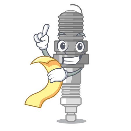 With menu spark plug isolated with the mascot vector illustrationのイラスト素材