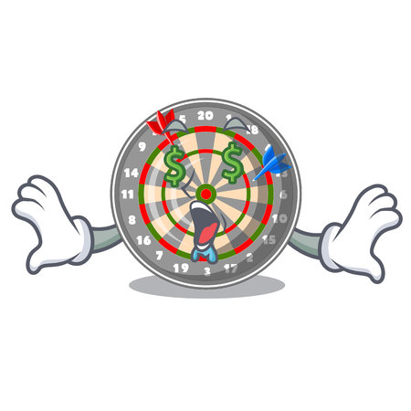 Money eye cartoon dartcoard next to wooden table vector illustrationのイラスト素材