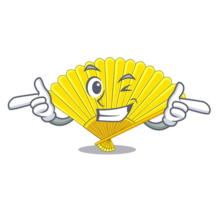 Wink souvenir folding fan in character shape vector illustrationのイラスト素材