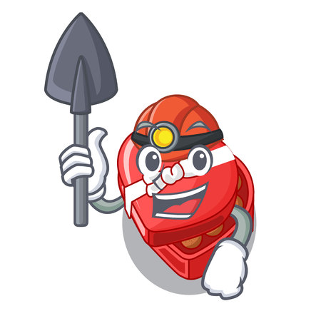 Miner chovolate heart box isolated with characters vector illustrationのイラスト素材