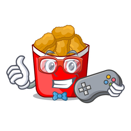 Gamer chicken nuggets in the cartoon shape vector illustrationのイラスト素材