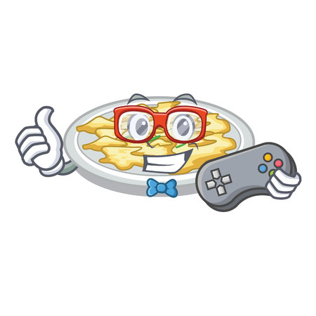 Gamer scrambled egg in the mascot bowl vector illustrationのイラスト素材