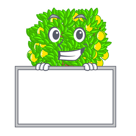 Grinning with board lemon tree in the cartoon shape vector illustrtionのイラスト素材