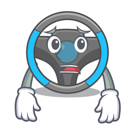 Afraid steering wheel in a mascot box vector illustrationのイラスト素材