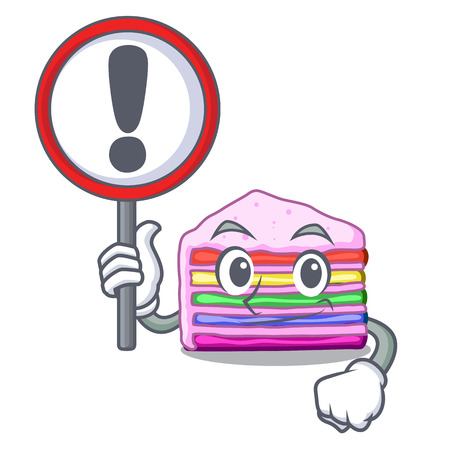 With sign rainbow cake on plastic cartoon plate vector ilustrationのイラスト素材