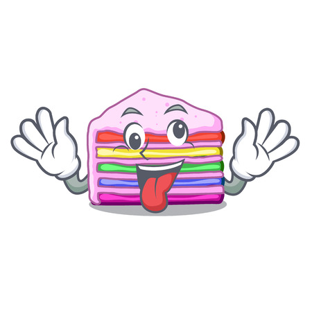 Crazy rainbow cake in ice mascot cupboard vector illustrationのイラスト素材