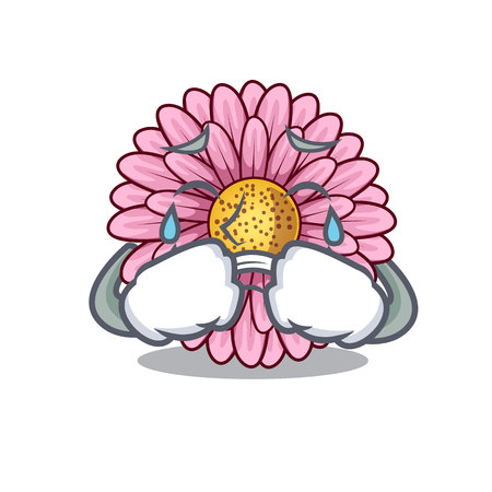 Crying gerbera flower isolated in the cartoonのイラスト素材