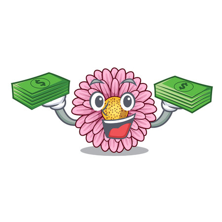 With money bag gerbera flower isolated in the cartoonのイラスト素材