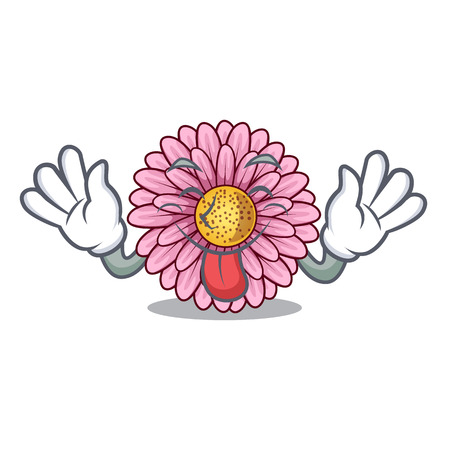 Tongue out gerbera flowers in the cartoon shapeのイラスト素材