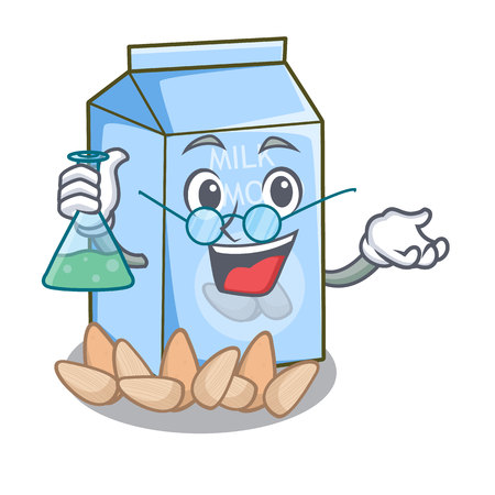 Professor almond milk isolated in the mascot vector illustrationのイラスト素材